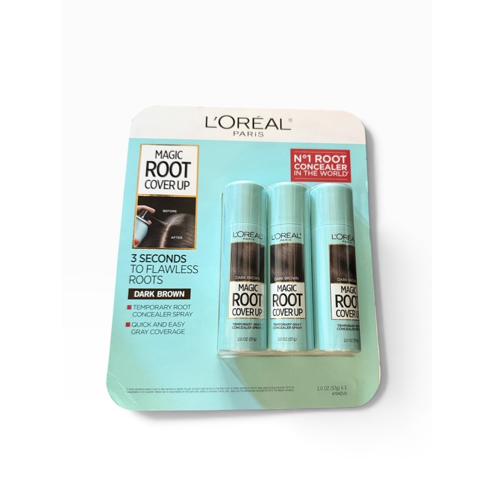 L'Oreal Paris Magic Root Cover Up Dark Brown Temporary Gray Concealer 3 Pack